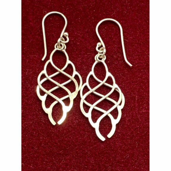 Vtg JNS Creation Sterling Wings Dangle Pierced Designer Earrings Chandellier 925 - Picture 1 of 7